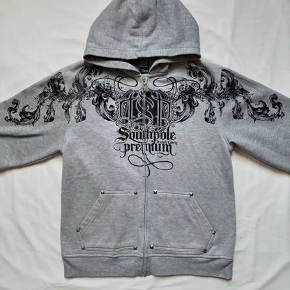 Gothic Skull Print Oversized Hoodie