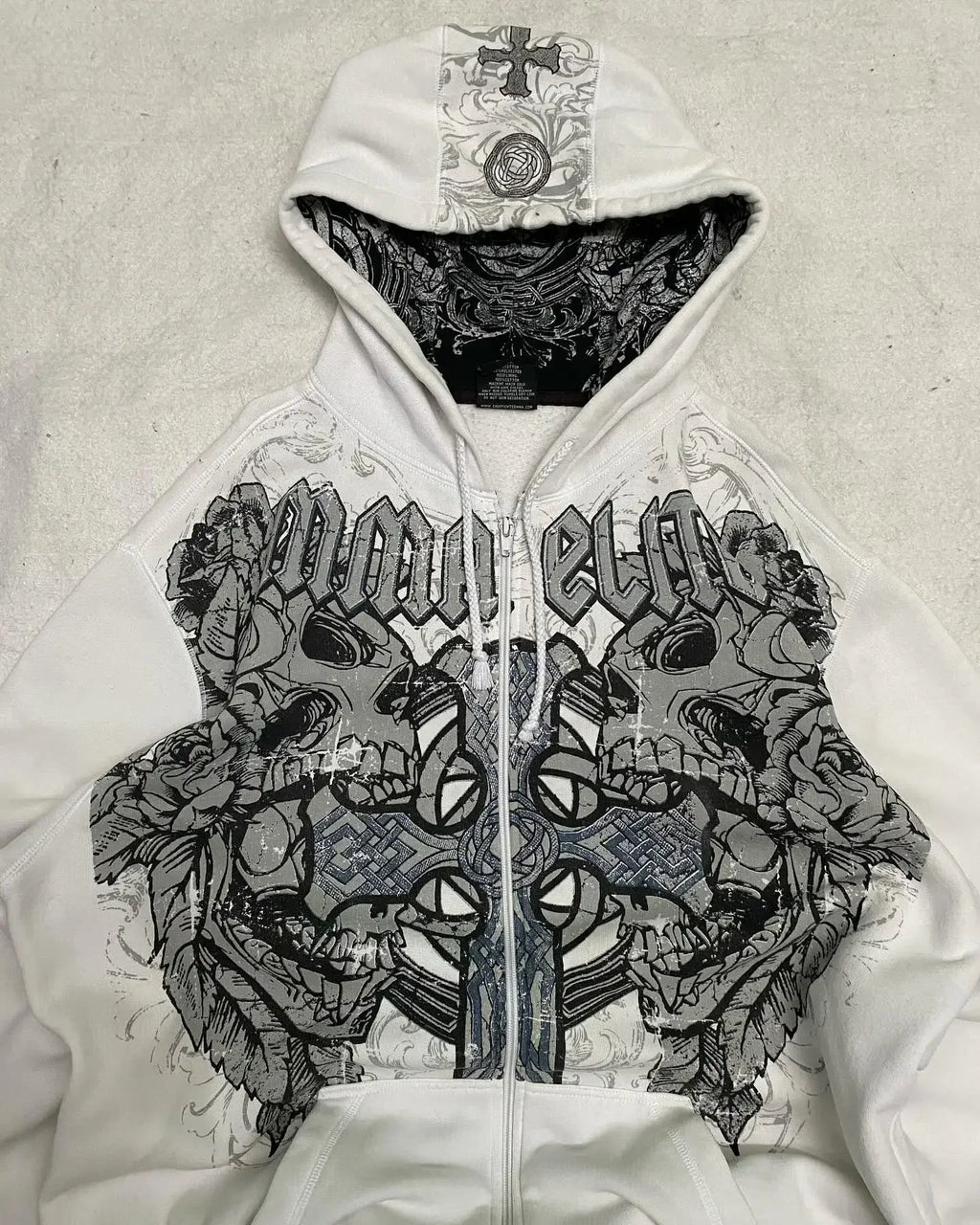 Gothic Skull Oversized Zipper Hoodie