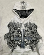 Gothic Skull Oversized Zipper Hoodie