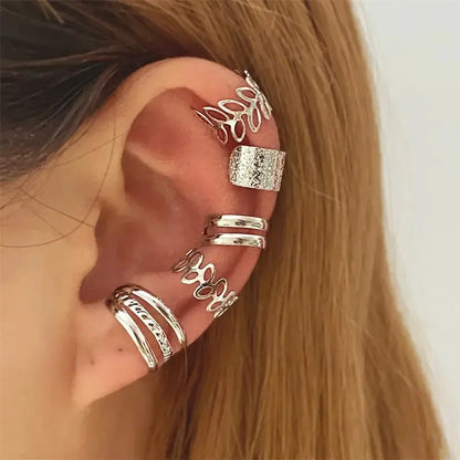Silver Leaves Clip Simple Non-Piercing Earring