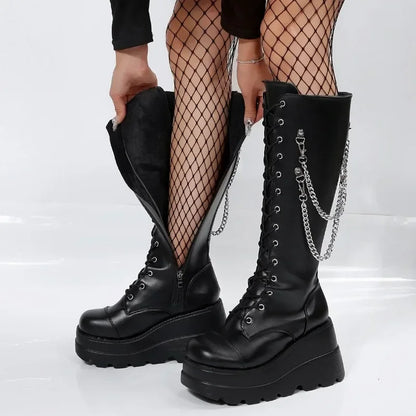 Plus Size Gothic Vampire Platform Wedge Boot