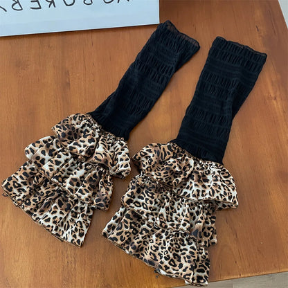 Gothic Leopard Print Layer Lace Sock