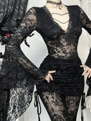 Deep V-Neck Mesh Top