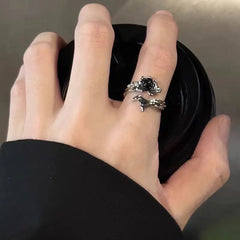 Silver Thorn Gothic Crystal Ring