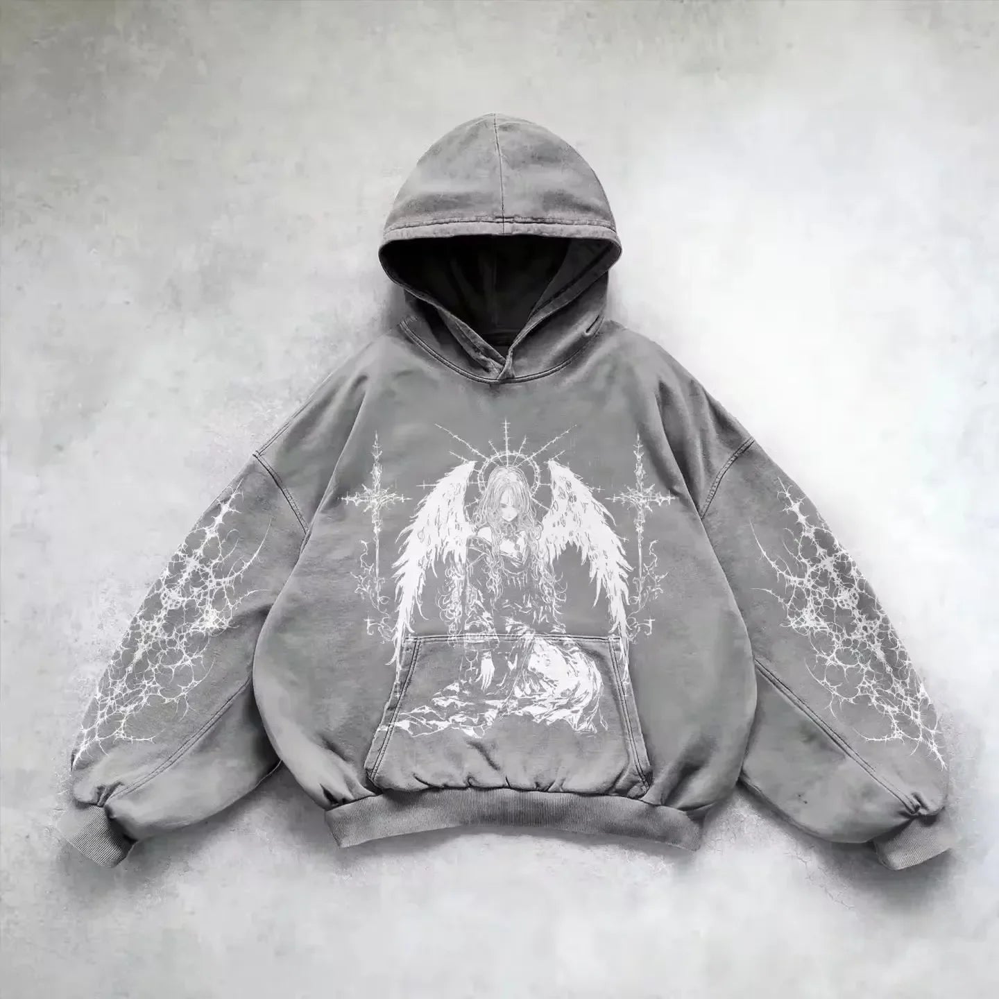Retro Y2K Gothic Printed Zipper Hoodie