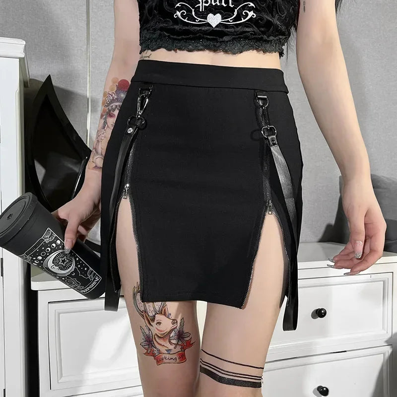 Double Zipper Gothic Hip Skirt Main image