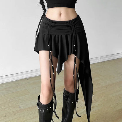 Cross Embroidery Denim Skirt