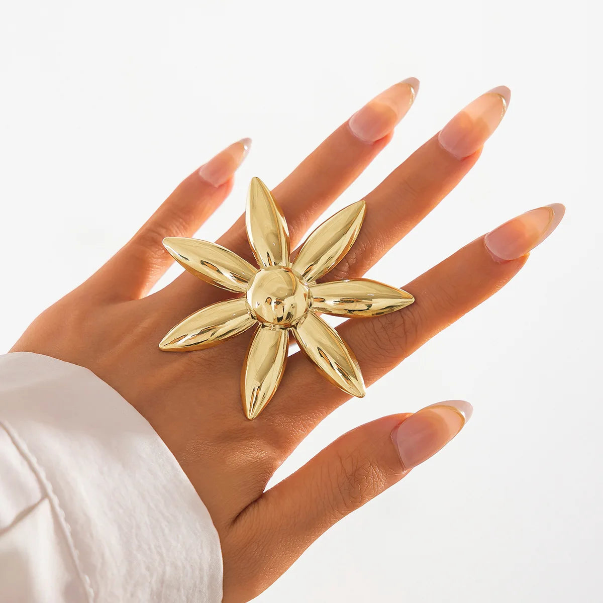 SHIXIN Vintage Silver Large Flower Gothic Ring