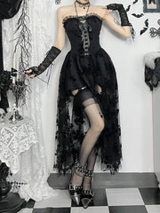 Floral Mesh Corset Midi Dress