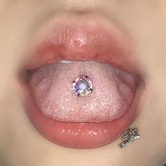 1.6mm Sweet Big Zircon Four Claw Tongue Ring