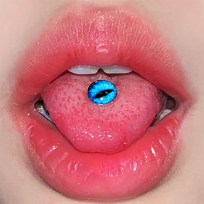 Stainless Steel Devil Eyes Tongue Ring Set