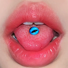 Stainless Steel Devil Eyes Tongue Ring Set