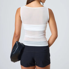 Sheer Mesh Ruched Transparent Crop Top