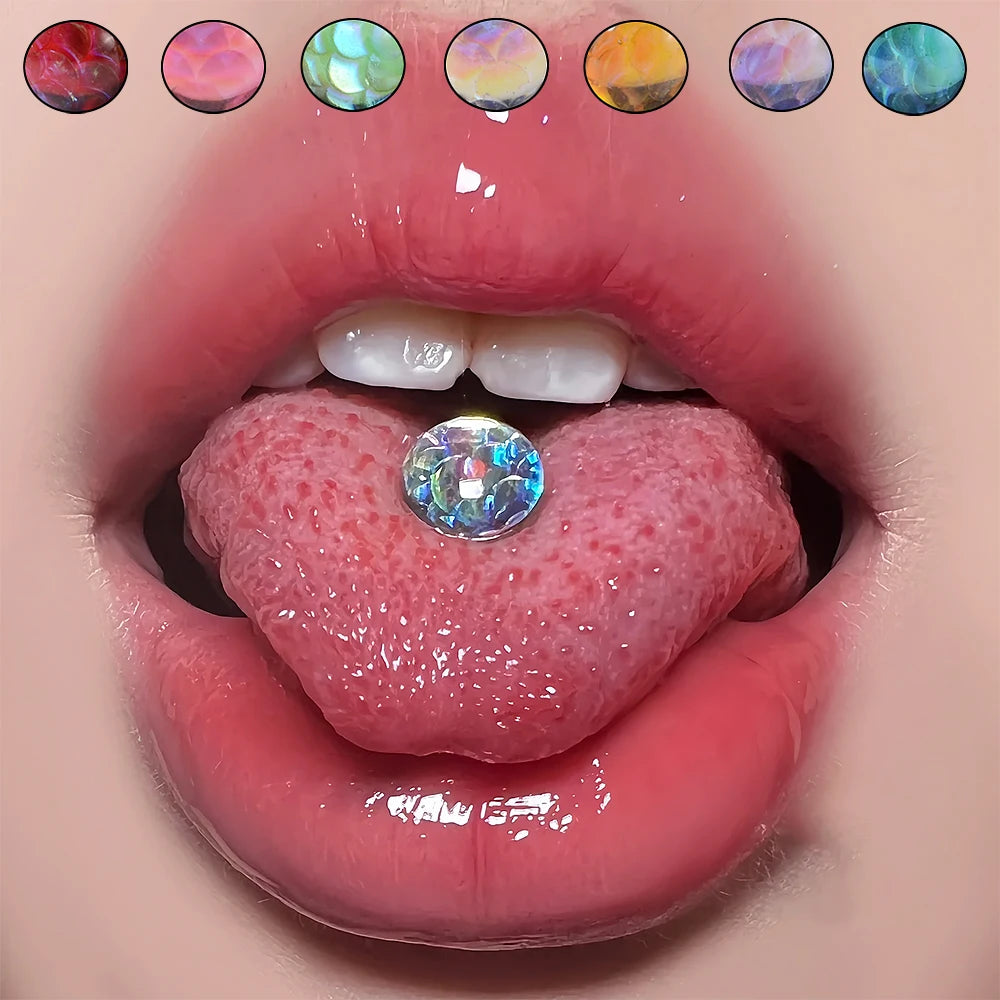 14G Surgical Steel Fish Scales Ball Tongue Ring Main image