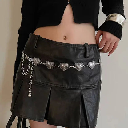 Silver Gothic Retro Waist Chain Belt
