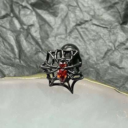 Spider Web Stainless Steel Punk Tongue Ring