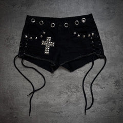 Rivet Detail Western Denim Shorts