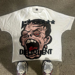 Funny Pattern Print Loose Cotton T-shirt