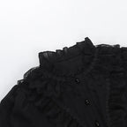 Vintage Jacquard Puff Sleeve Blouse