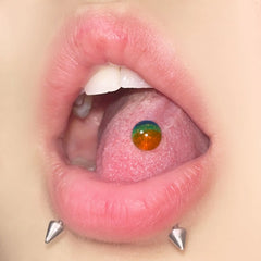 Glitter Powder Rainbow Acrylic Tongue Ring