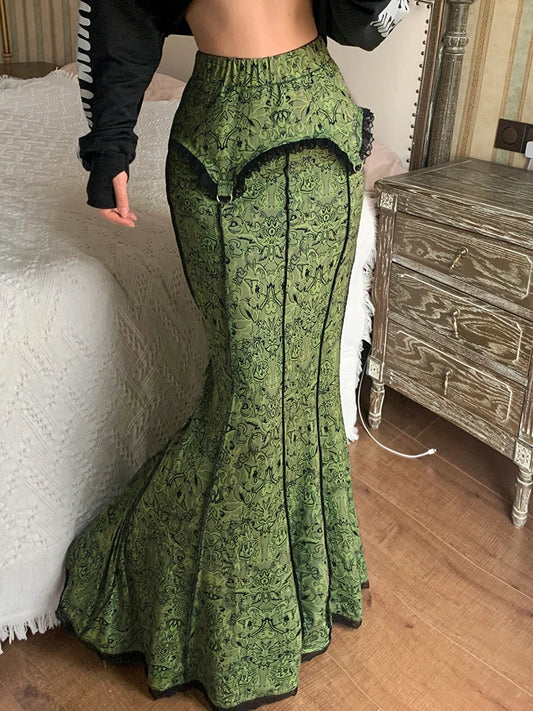 Vintage Lace Trim Mermaid Skirt