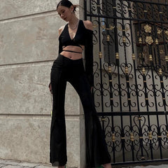 See Through Mesh V Neck Off Shoulder Crop Top