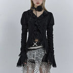 Gothic Black Lace Flare Sleeve Blouse