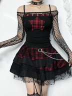Y2K Plaid Patchwork Cyber Punk Crop Top