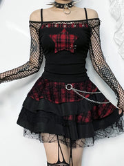 Y2K Plaid Patchwork Cyber Punk Crop Top