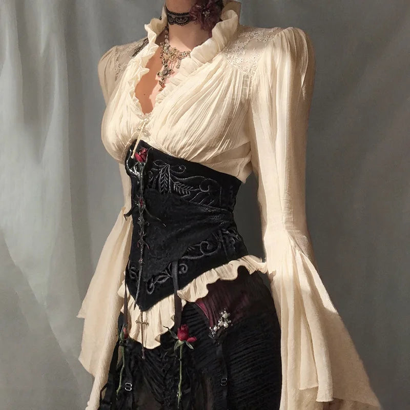Gothic Batwing Sleeve V-Neck Blouse Main image