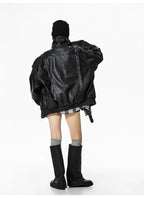 Oversized Faux Leather Biker Jacket