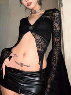 Gothic V-Neck Mesh Top