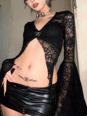 Gothic V-Neck Mesh Top