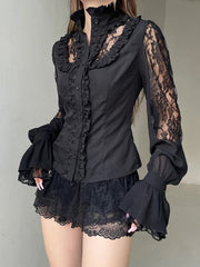 Dark Patchwork Lace Blouse