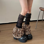 Gothic Leopard Print Layer Lace Sock