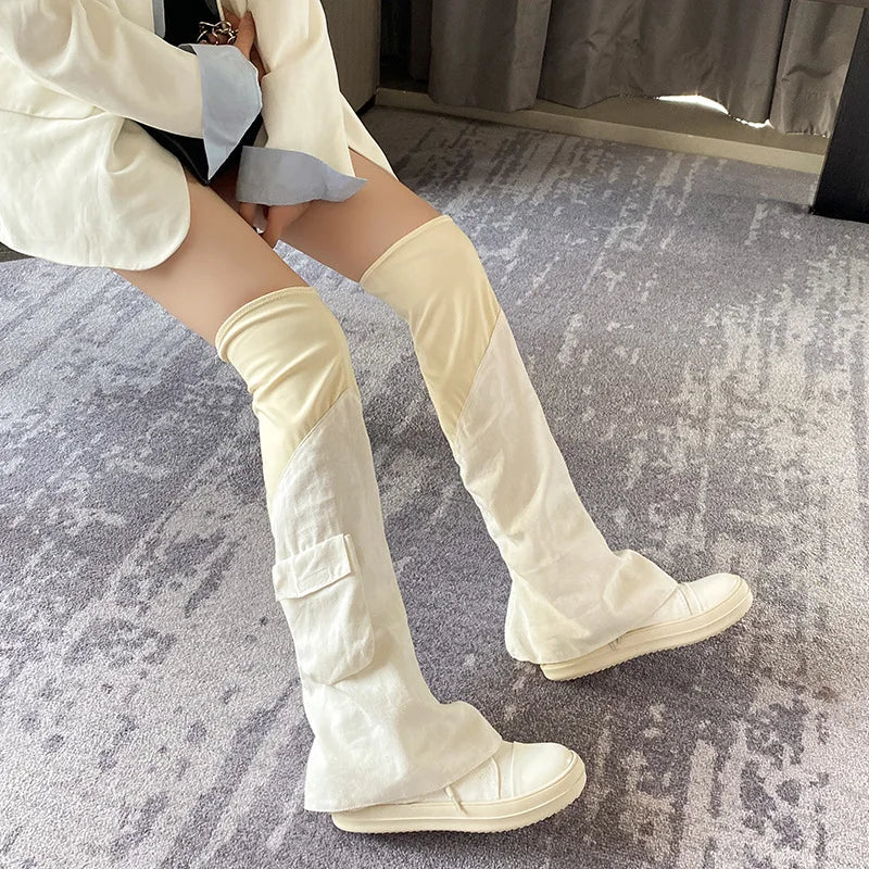 New Over Knee High Luxury Gothic Canvas Boot Main image
