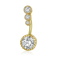 Steel Crystal Round Gothic Belly Ring