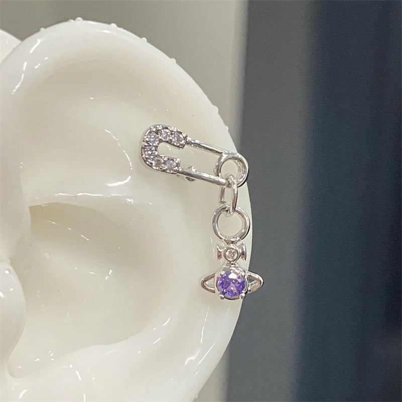 Silver Saturn 316L Stainless Steel Stud Earring