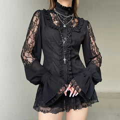 Slim Fit Lace Panel Blouse