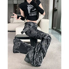 Punk Gothic Black Print Flare Pant