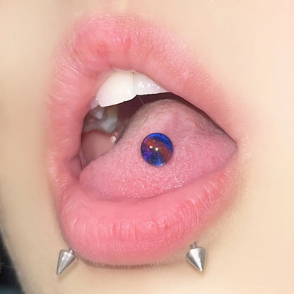 Glitter Powder Rainbow Acrylic Tongue Ring