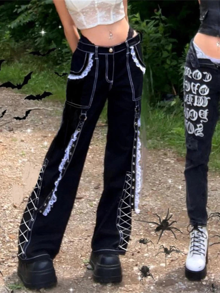 Bandage Gothic Denim Punk Pant