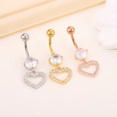 Heart Crystal Dangle Gothic Belly Ring