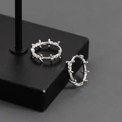 Silver Thorns Hoop Five-Pointed Star Earring