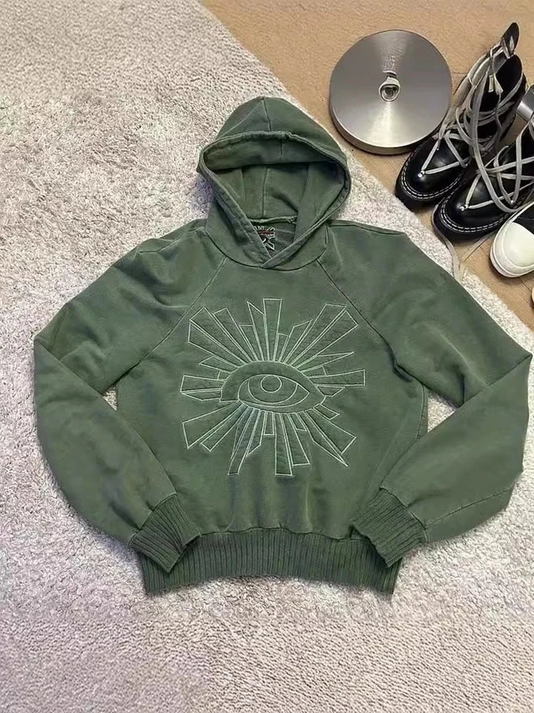 Gothic Eye Print Pullover Hoodie