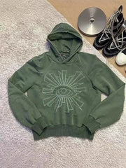 Gothic Eye Print Pullover Hoodie