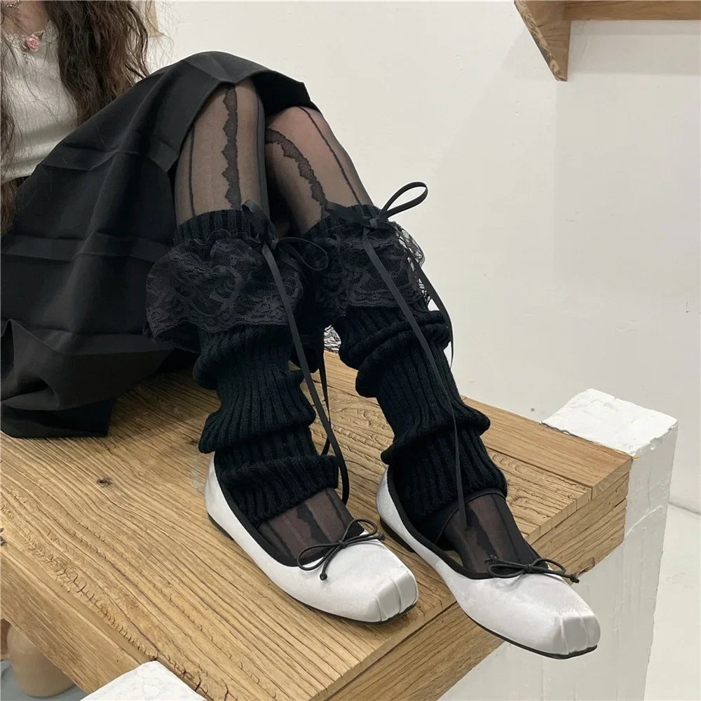 Gothic Lolita Bow Knit Sock
