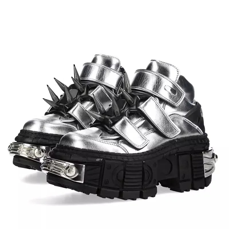 Silvery Gothic Lace-Up Platform Sneaker Main image