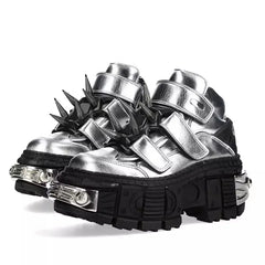 Silvery Gothic Lace-Up Platform Sneaker