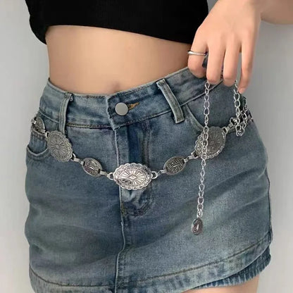 Silver Gothic Retro Waist Chain Belt